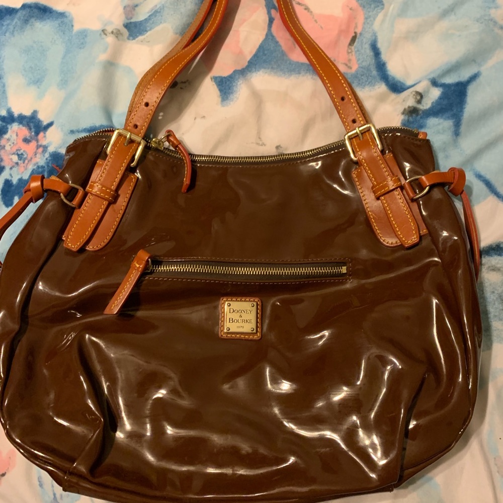 Dooney and Bourke brown patent leather purse